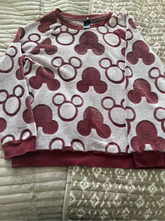 Disney Sweaters - Disney Burgundy and Cream Mickey Circle Fleece Sweatshirt